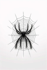 Spider web spider on white background with black center.