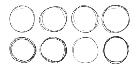 Circle line sketch icon in hand drawn style. Circular scribble doodle vector illustration on isolated background. Pencil or pen bubble sign business concept.