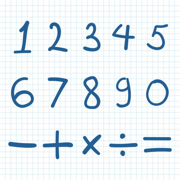 Numbers icon in hand drawn style. Number vector illustration on isolated background. Basic math signs sign business concept.