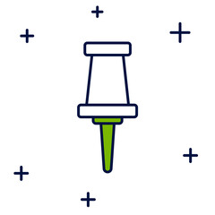 Filled outline Push pin icon isolated on white background. Thumbtacks sign. Vector