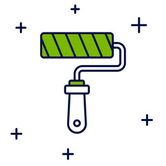 Filled outline Paint roller brush icon isolated on white background. Vector