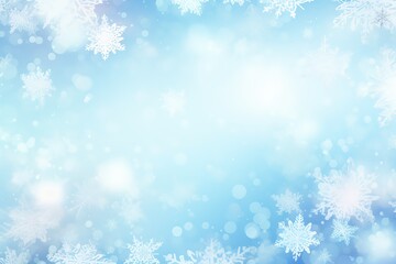 Naklejka na ściany i meble Snowflakes Background. Magical heavy snow flakes backdrop. Snowstorm ice particles. Generative Ai.