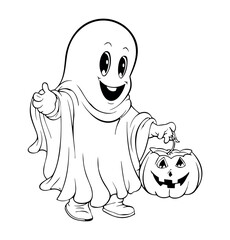 Ghost coloring page - coloring book for kids