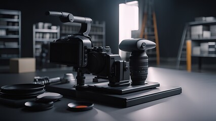 Photographic assets, camera, lens, studio set up, good quality lighting, background