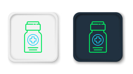 Line Medicine bottle icon isolated on white background. Bottle pill sign. Pharmacy design. Colorful outline concept. Vector