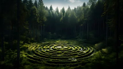 Photo sur Plexiglas Route en forêt circular maze in the middle of a forest.