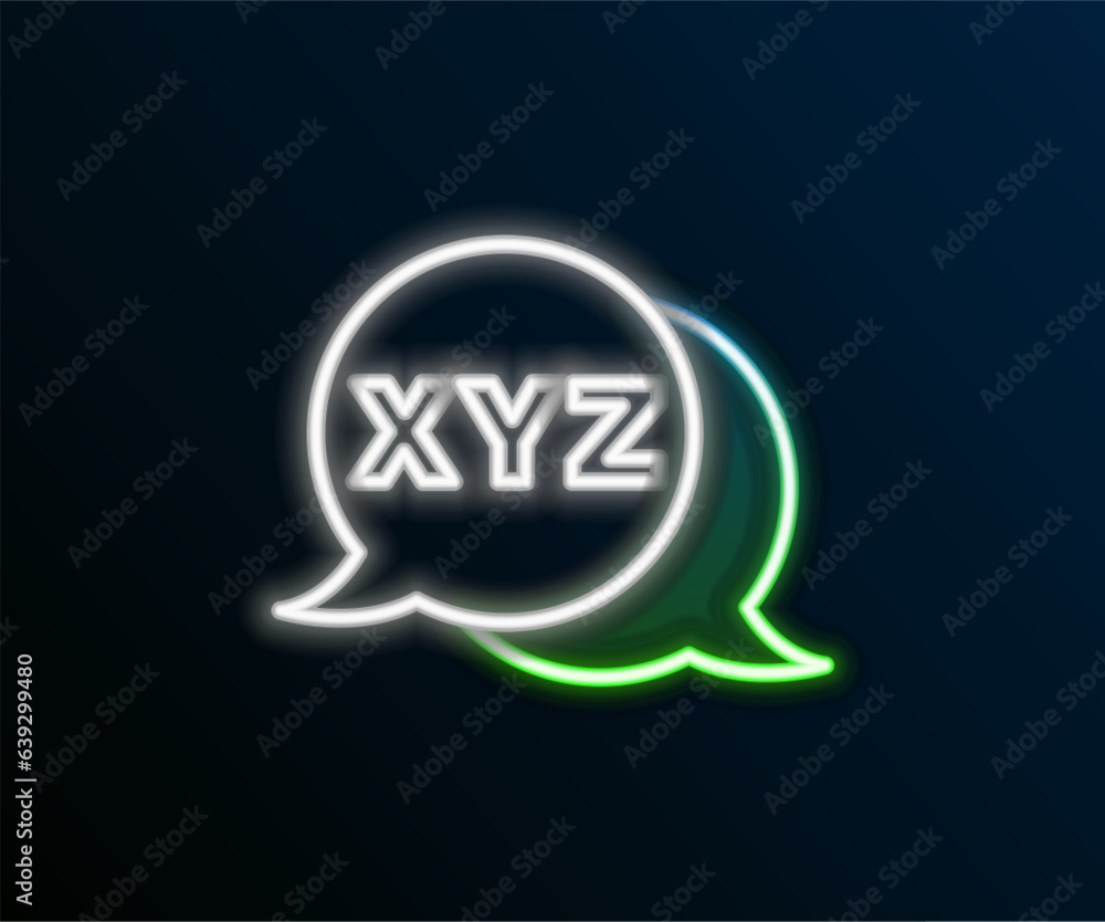 Poster glowing neon line xyz coordinate system icon isolated on black background. xyz axis for graph statis