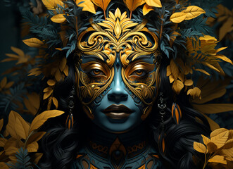 "Masked Splendor: Artwork Collection Inspired by Mardi Gras, Carnival, and Aztec Masks"