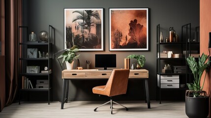 Eclectic Home Office Gallery Wall - Vibrant, Creative and Inspirational Art Prints, generative Ai