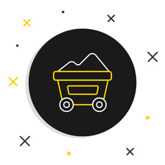 Line Coal mine trolley icon isolated on white background. Factory coal mine trolley. Colorful outline concept. Vector