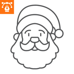 Santa Claus line icon, outline style icon for web site or mobile app, merry christmas and new year, happy santa vector icon, simple vector illustration, vector graphics with editable strokes.