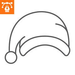 Santa hat line icon, outline style icon for web site or mobile app, merry christmas and new year, xmas hat vector icon, simple vector illustration, vector graphics with editable strokes.