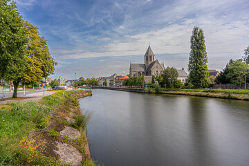City Oudenaarde name in french Audenarde located in the province Oost-vlaanderen in Belgium.  District Gent.  Famous for tapestry production.  View on the marketplace, district Scheldevallei.  Unesco