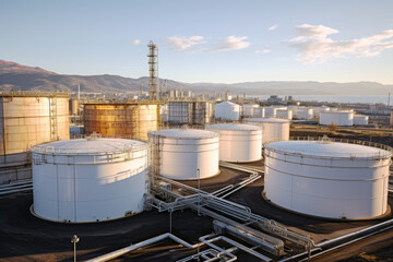 Oil and gas refinery in industrial area, oil and natural gas storage tanks, the refinery industry.