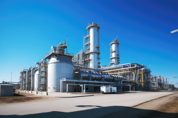 Petrochemical plant in industrial area, chemical storage tanks, the refinery industry.