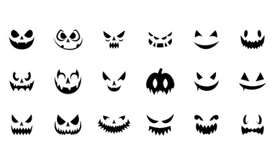 Quirky Hand-Drawn Cute Jack o' Lantern Faces: Isolated Halloween Vector Set for Kids' Seasonal Prints, Pumpkin Carving, Autumn Holidays, Party Decorations, and Decor - Transparent Background, PNG