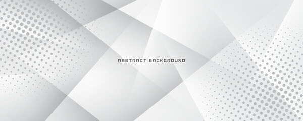 3D white geometric abstract background overlap layer on bright space with cutout effect decoration. Modern graphic design element polygon style concept for banner, flyer, card, cover, or brochure