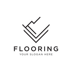 Premium classic parquet wood tile or ceramic tile logo template design.