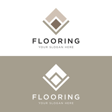 Premium classic parquet wood tile or ceramic tile logo template design.