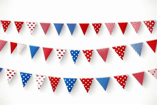 Red, white and blue bunting banner with polka dots.