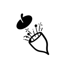 party acorn logo icon vector. confetti - acorn. Associative logo for a company of party organizers.