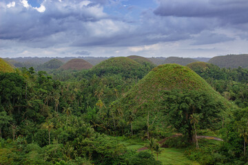 Beautiful mountains in the Philippines, called Chocolate Hills.