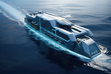 Futuristic cargo ship of the future.