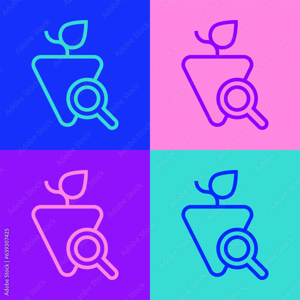 Poster pop art line grapes icon isolated on color background. selection of grapes. vector