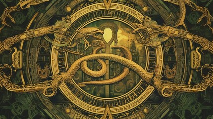 Fototapeta na wymiar golden snake symbol
