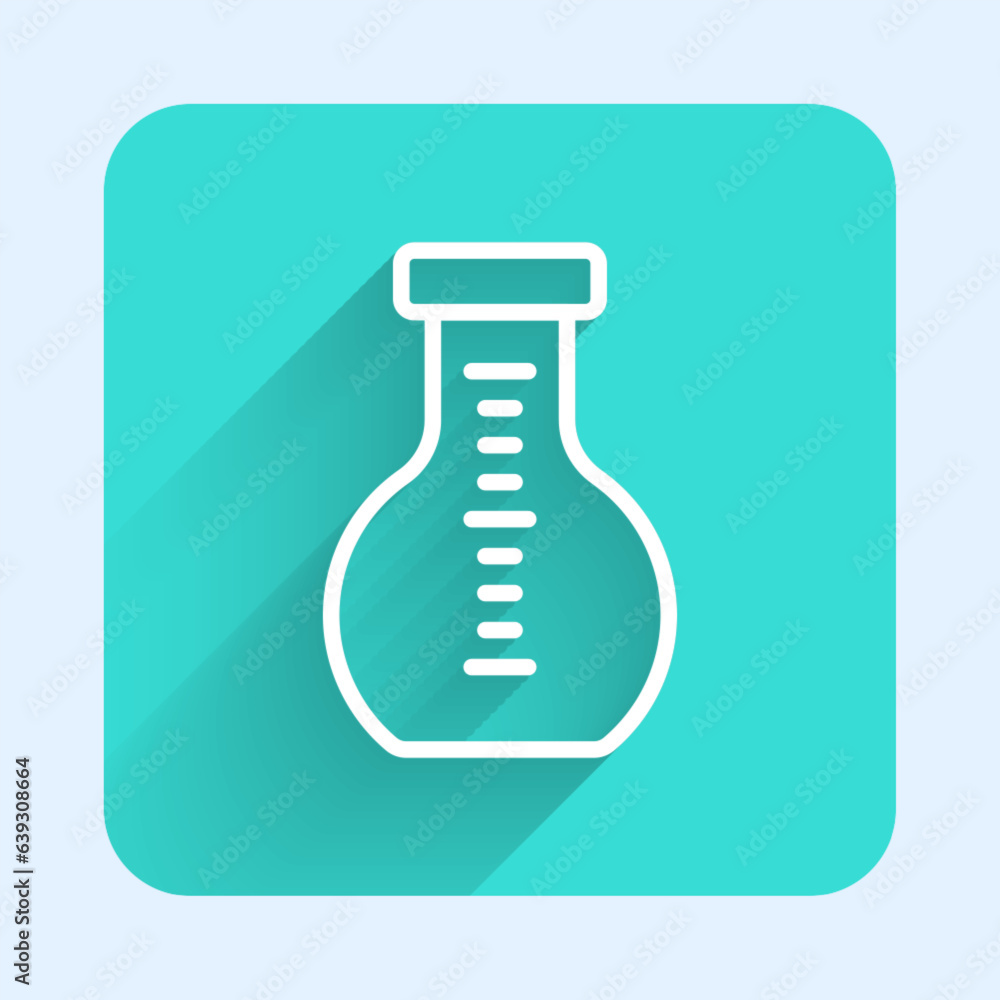 Poster white line test tube and flask chemical laboratory test icon isolated with long shadow background. l