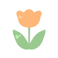 ゆるかわ系デフォルメなオレンジ色のチューリップ⭐︎PNG