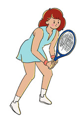 Young woman playing tennis player . with racket.