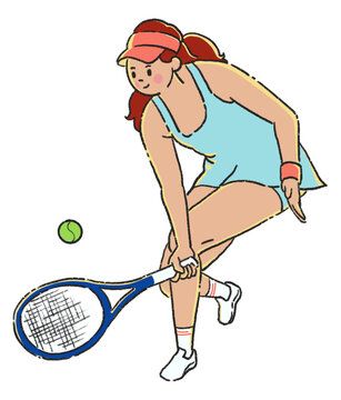 Young woman playing tennis player . with racket and ball.