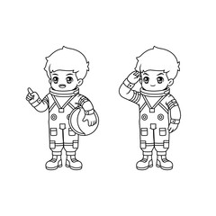 cute astronaut outline art for coloring book