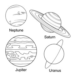 planet line art for coloring book vector illustration