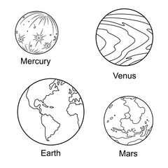 planet line art for coloring book vector illustration