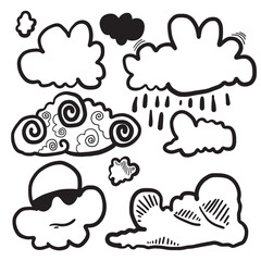 Hand drawn weather collection. Flat style vector illustration on gray background.