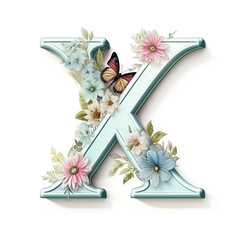 Christmas letter X design on a white background. English alphabet. Seasonal typography design.
