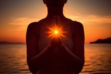 Prayer Hands Silhouette. Praying hands with faith in religion and belief in God. Power of hope or love and devotion.