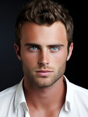 Fototapeta premium Attractive young man wearing casual clothes, generative ai