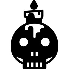 Skull and candle. glyph icon design