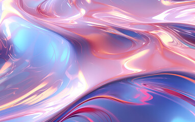 Abstract liquid pink background. Gradient holographic wallpaper with glare.
