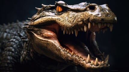 Fototapeta premium Captivating Crocodile Image. Explore the Intensity of an Angry Reptile's Roar in Striking Detail