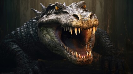 Obraz premium Captivating Crocodile Image. Explore the Intensity of an Angry Reptile's Roar in Striking Detail