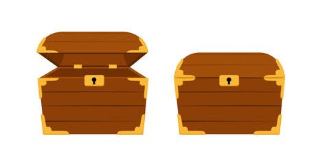 Wooden chests open and closed empty