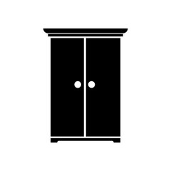 closed black closet silhouette icon or wardrobe isolated
