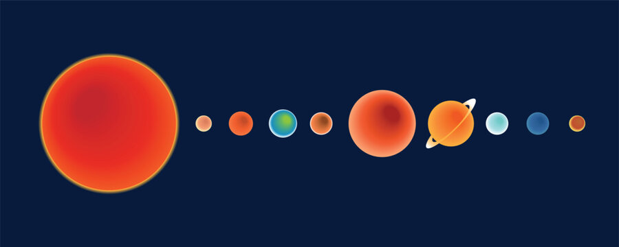 The Solar System Design. Illustrations Vector. Solar System Minimal Poster Design