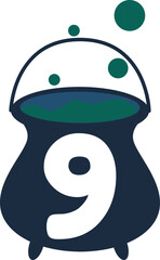 Cauldron to cook Halloween with a number 9