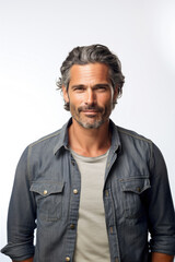 Fototapeta premium Smiling handsome and confident man portrait isolated on white