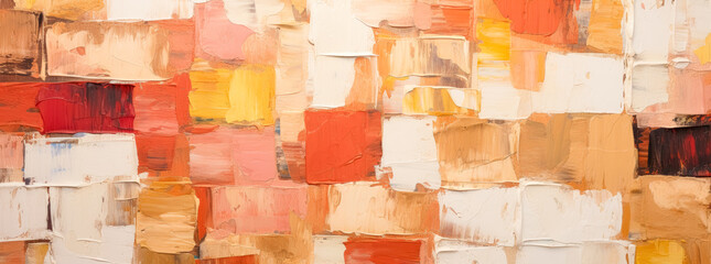 Abstract mixed red brown yellow red canvas paint texture background, grungy palette knives paint texture.